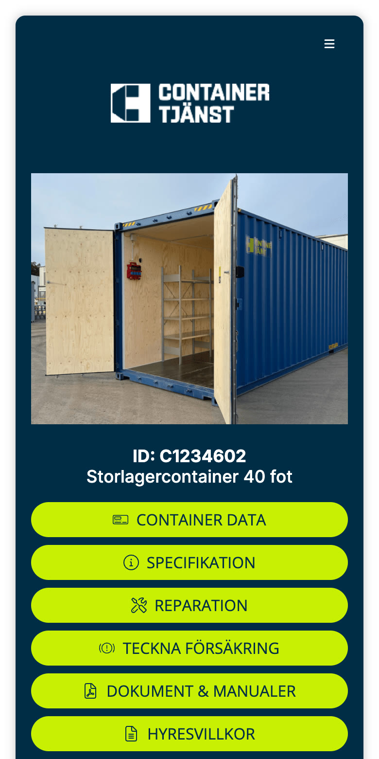 Screenshot: Container service