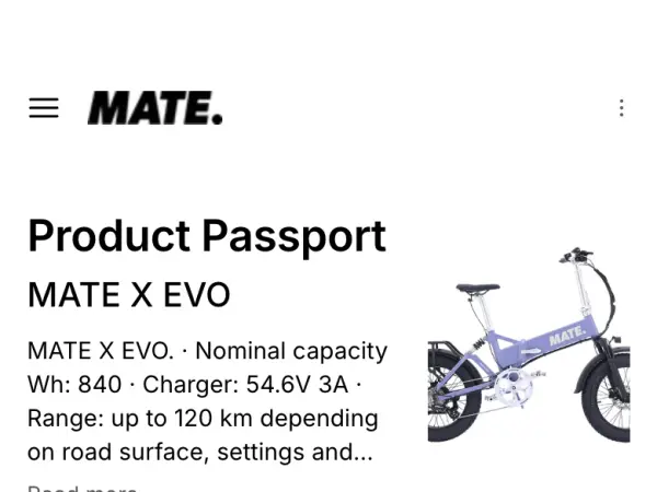 Screenshot: MATE.bike