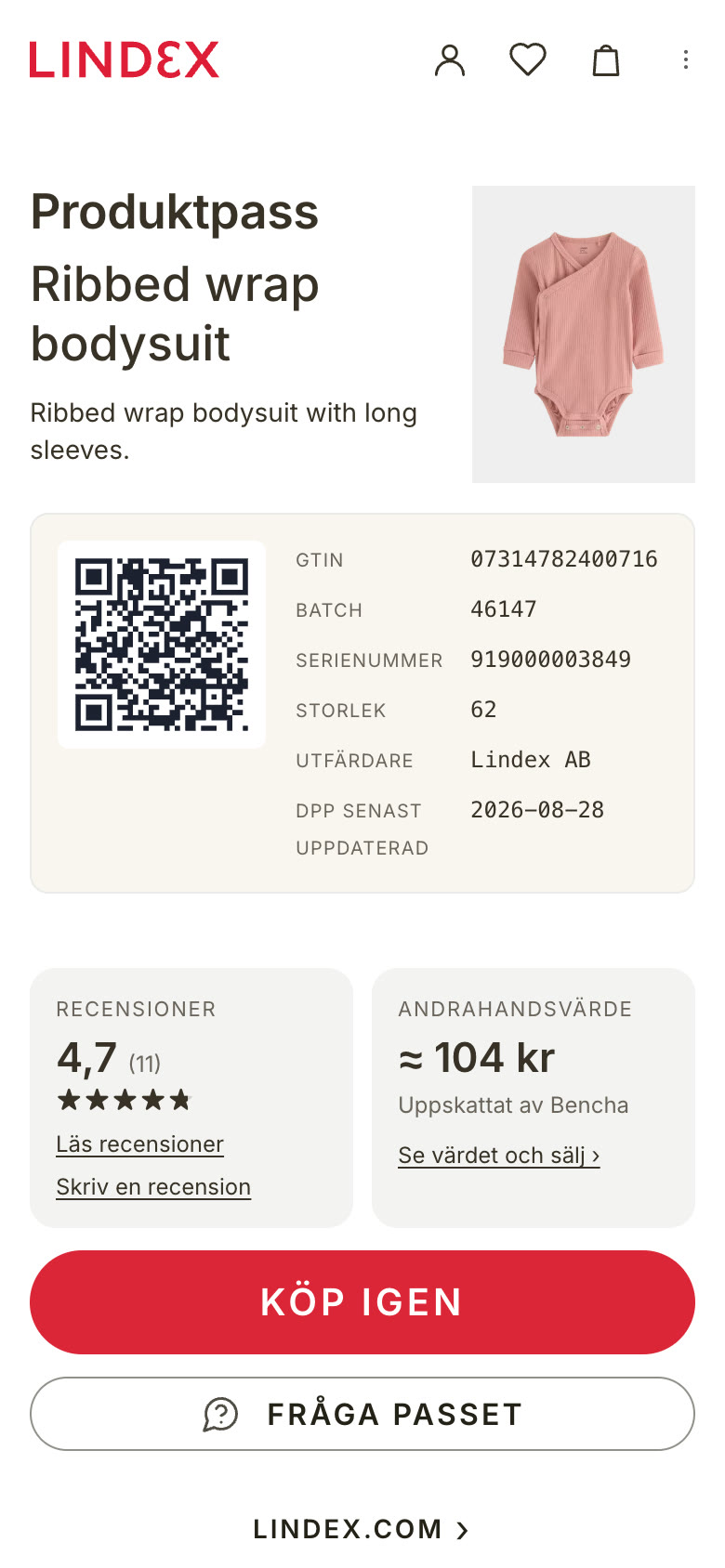 Screenshot: Lindex