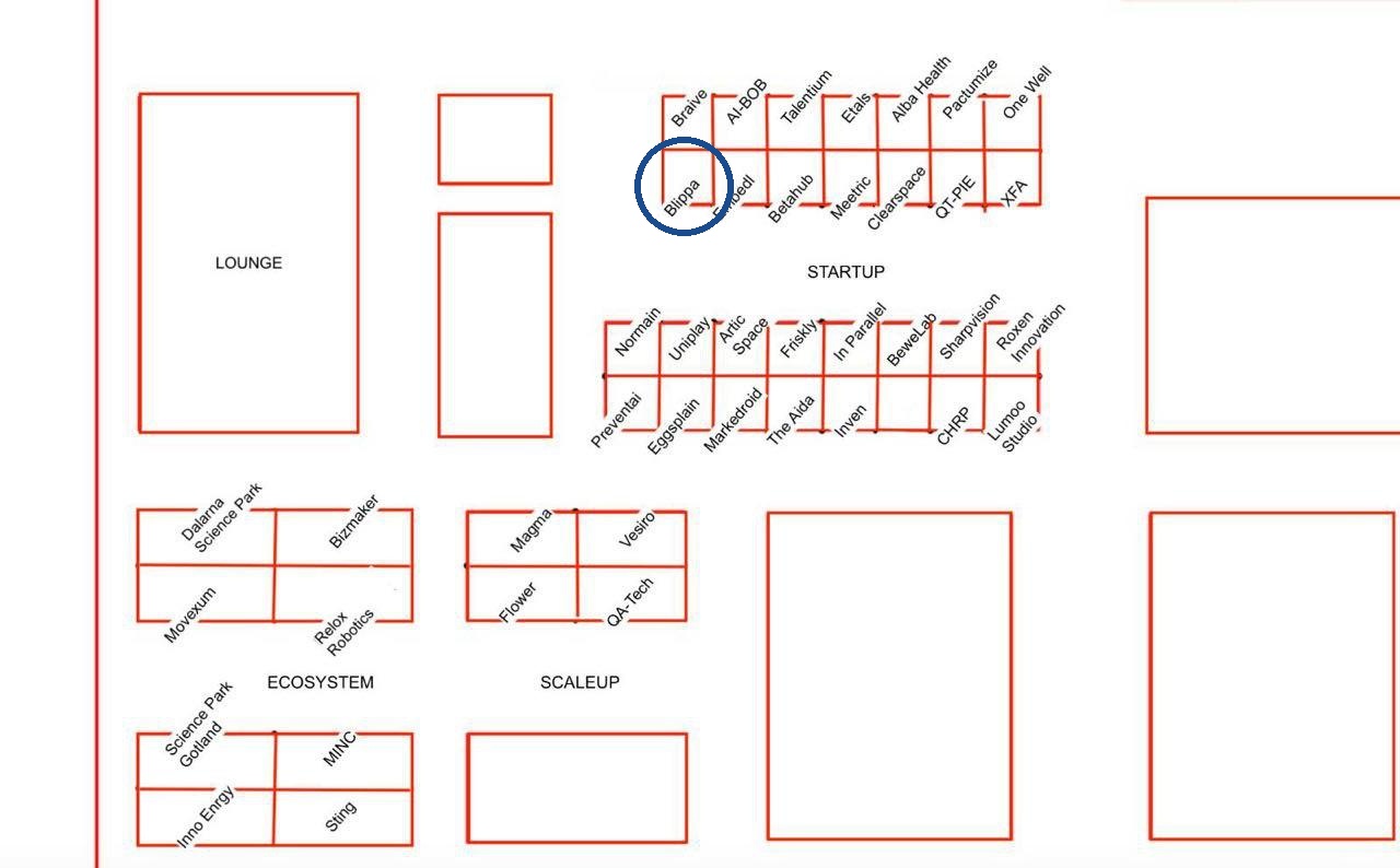 Floor plan Techarenan 2026 - Blippa in Startup area